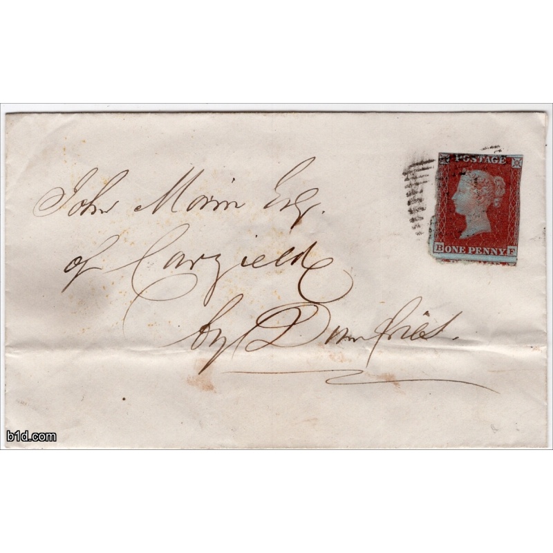 1853 Plate 141 BF imperf SG B2 cover to Dumfries Scotland