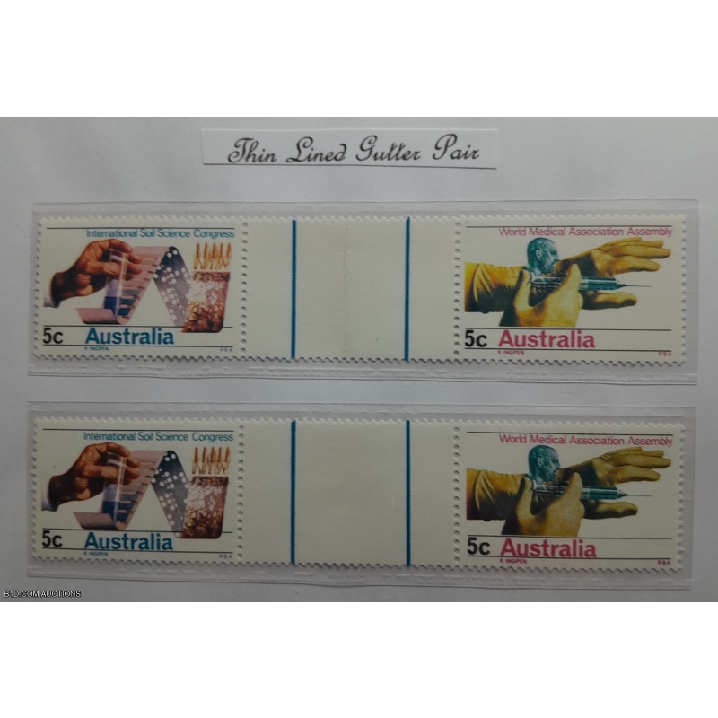 Australia Mint 1968 SG426 gutter margins thick and thin stamp sets