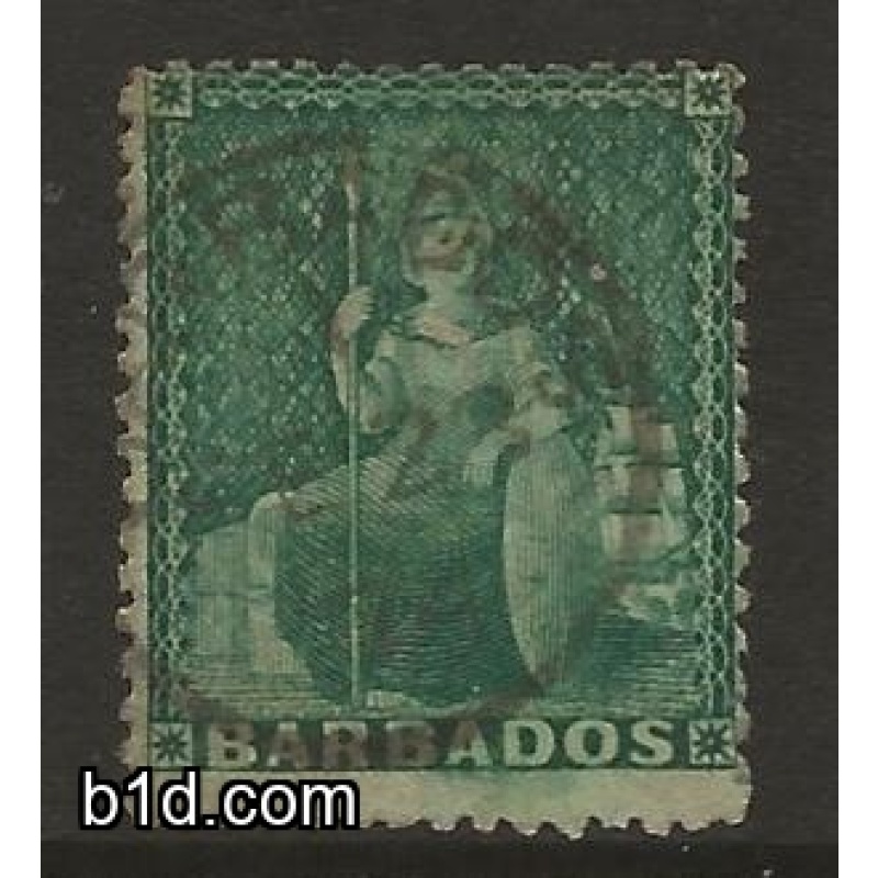Barbados 1870-71 (½d) Green SG43, Fine cds used