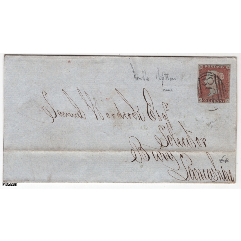1848 GB Plate 63 OF on cover to Bury Lancashire