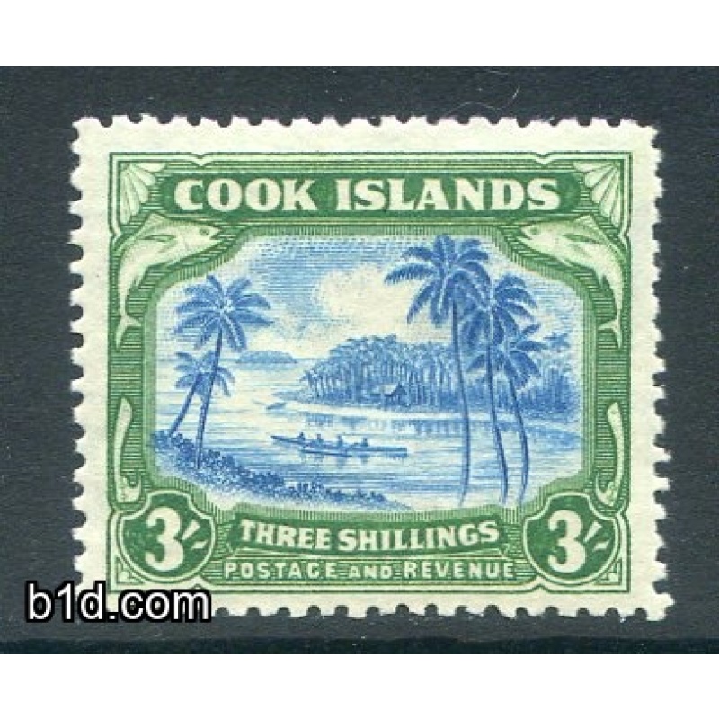Cook Islands 3/- Greenish Blue and Green SG129