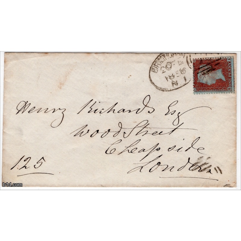 1856 penny red stars plate 12 LC14 Alpha II on cover to London