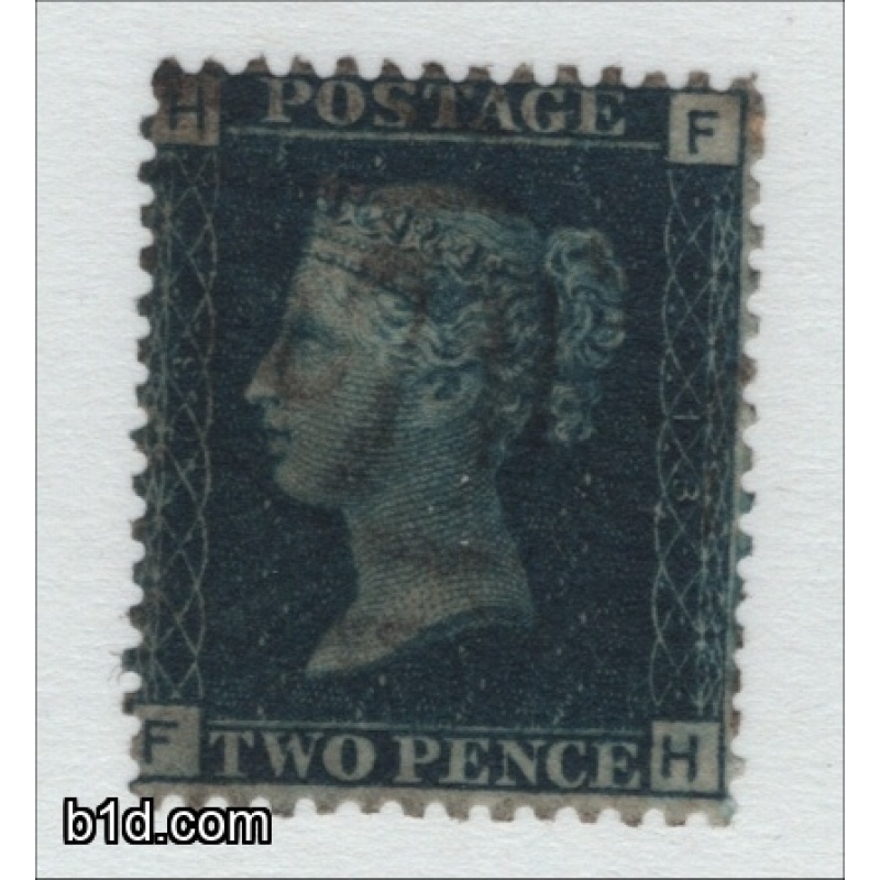 1869 Two Pence Blue letters in 4 corners plate 13 FH