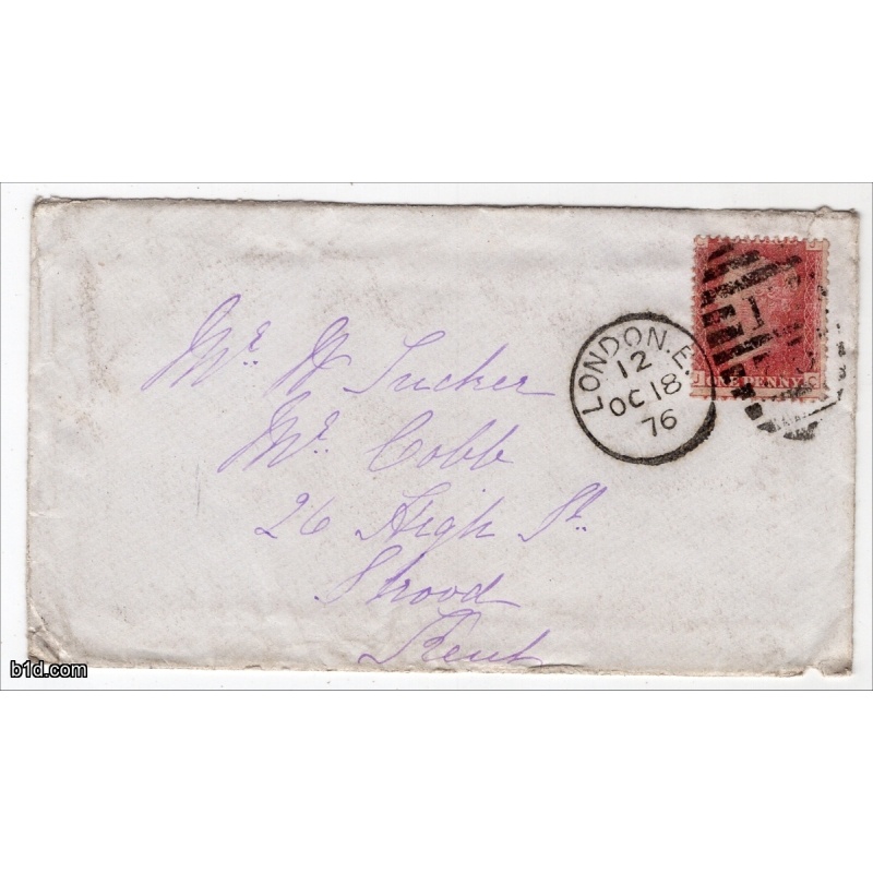 1876 Penny red plate 165 JC on cover to Strood Kent