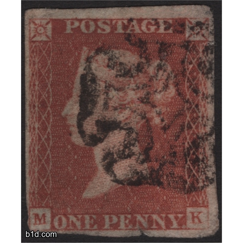 1842 Penny Red Imperf Plate 25 MK SG 8 Scott 3