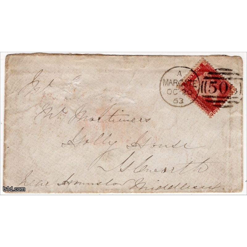 1863 Penny red star plate 27 QF on cover to Middlesex