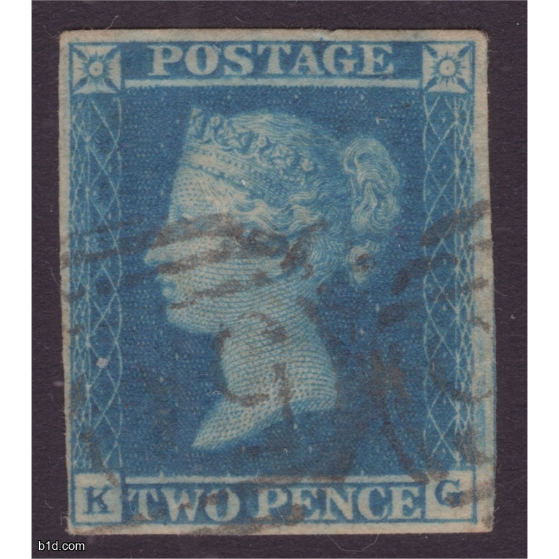 1841 Two Pence Blue plate 3 KG