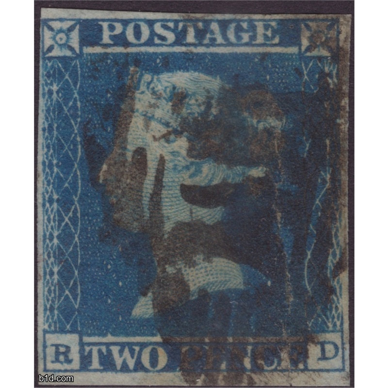 1848 Two Pence Blue plate 4 RD