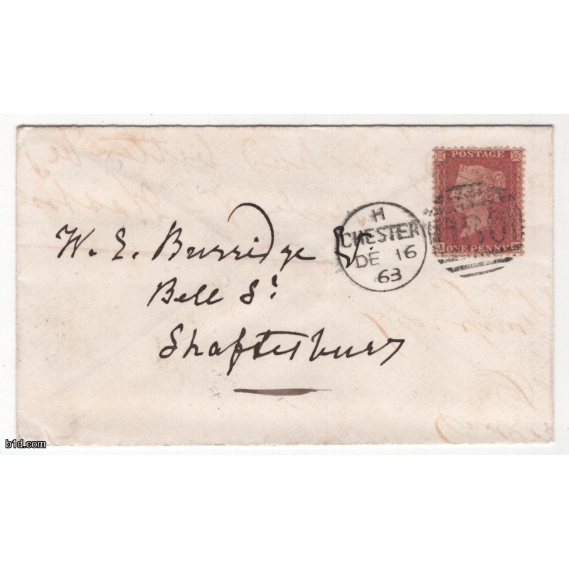 1863 Penny red star plate 59 (JB) cover to Shaftesbury