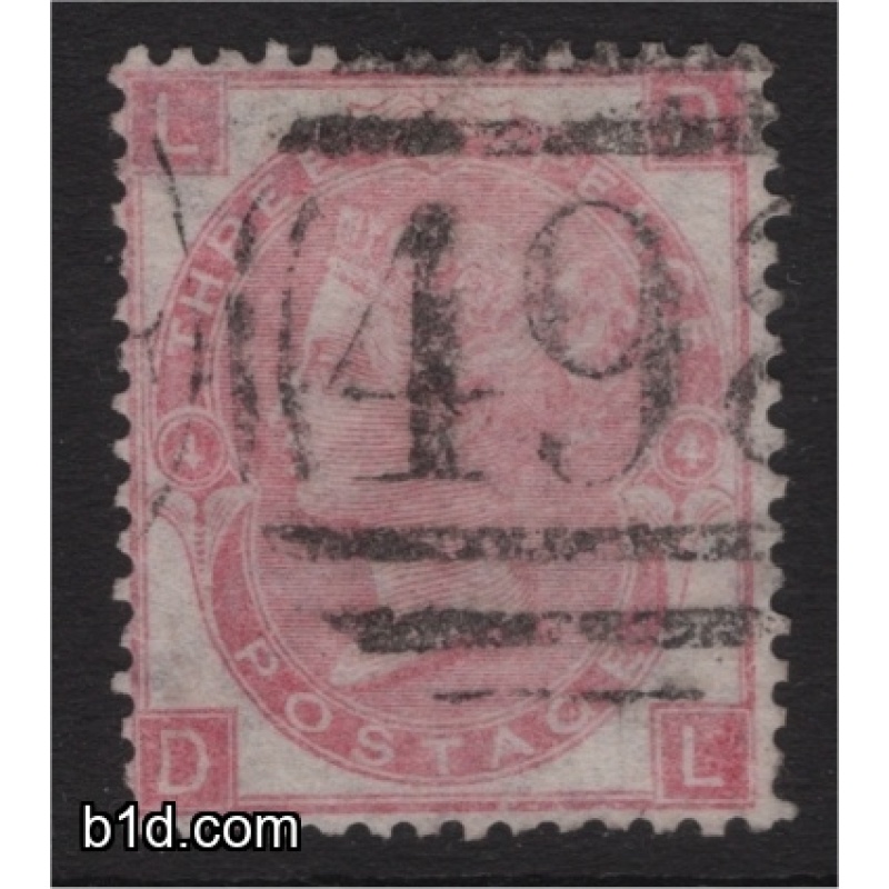 1865 Three Pence rose lettered DL SG 92 Plate 4
