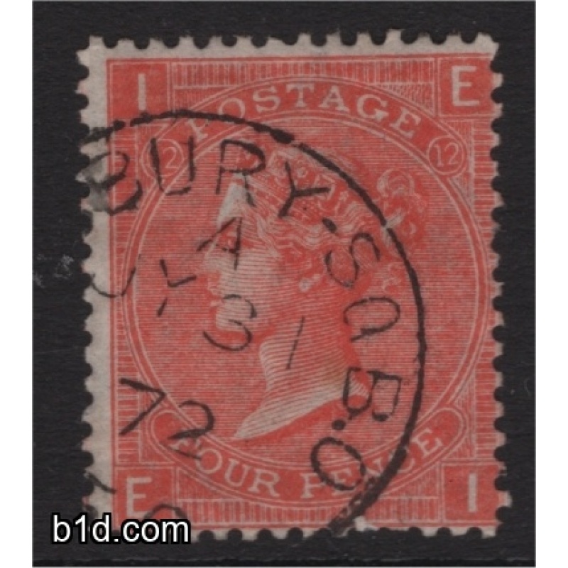 1870 Four Pence Deep Vermilion lettered EI SG 95 Plate 12