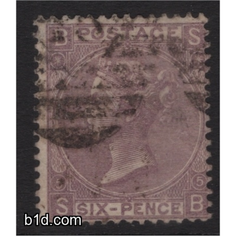 1865 Six Pence lilac lettered SL - SG 97 Plate 5