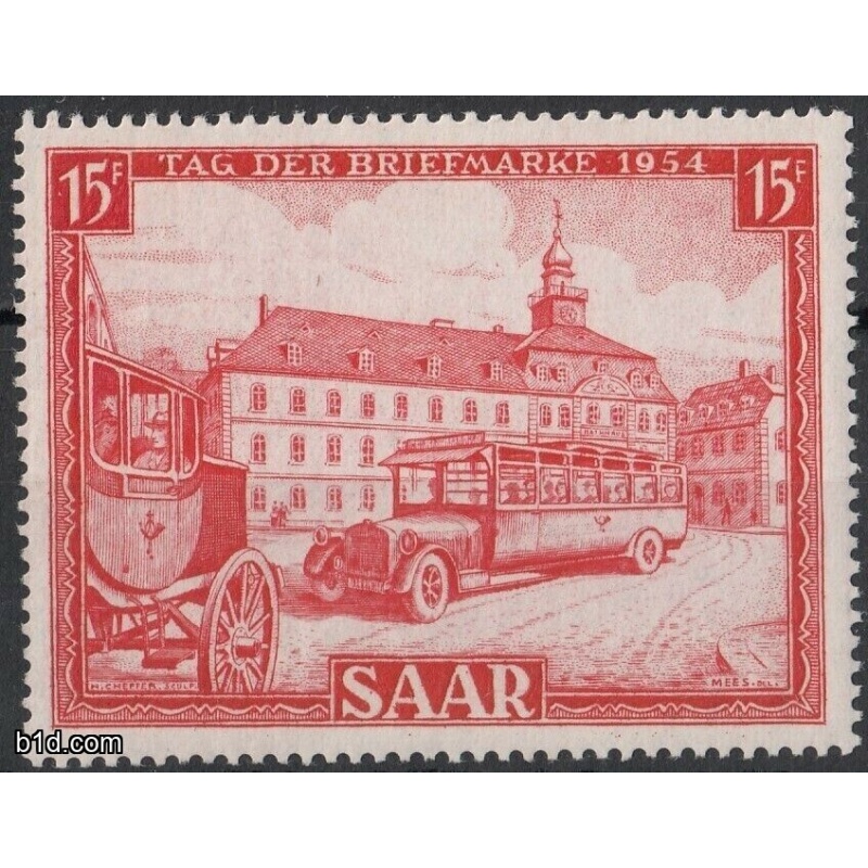 Saar 1954 15f Stamp Day MLH