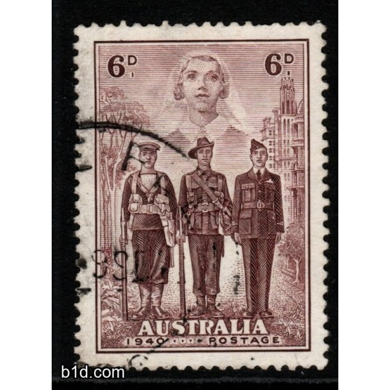 AUSTRALIA SG199 1940 6d BROWN-PURPLE FINE USED