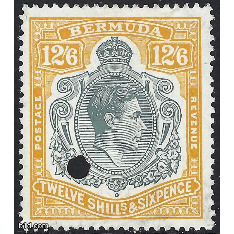 Bermuda KGVI 12/6- Grey & Yellow (No Gum)