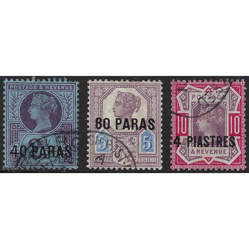British Levant 1896 SG4-6 40 & 80 Paras + 4 Piastres (FU)