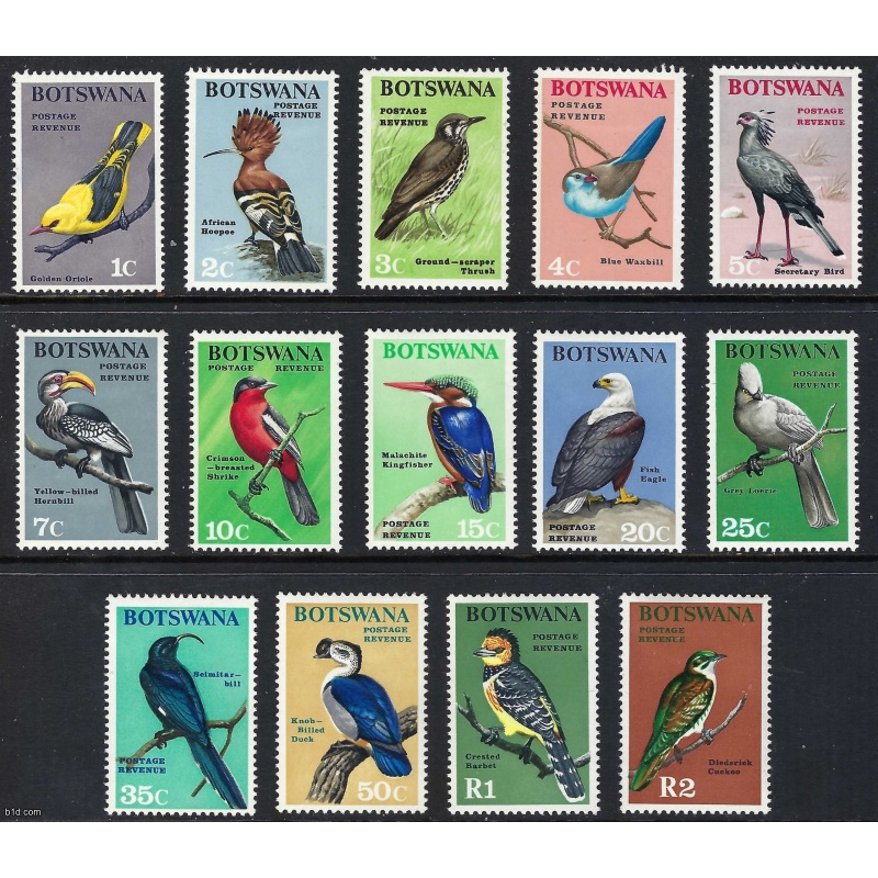 BOTSWANA 1967 SG220-33 Comple Set of 14 - Birds (MLH)