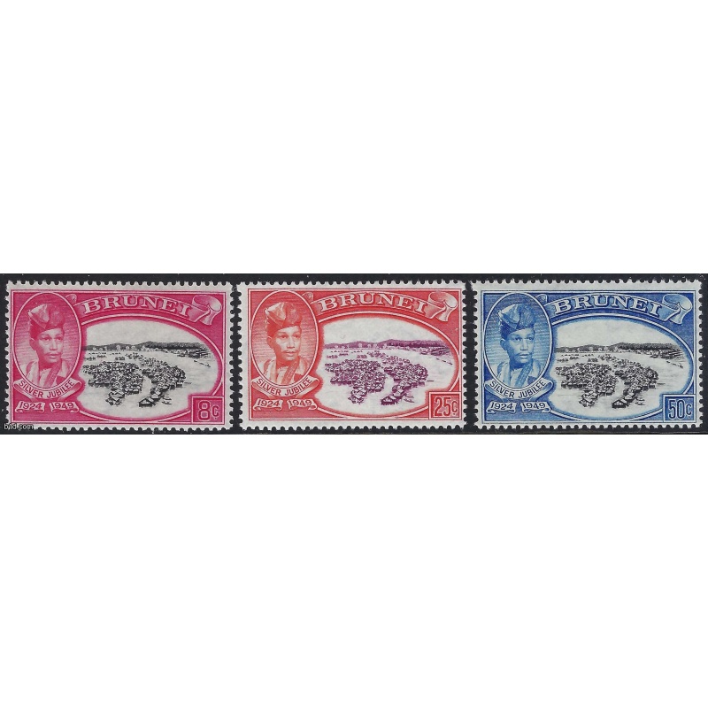 Brunei 1949 SG93/95 Sultans Silver Jubilee set of 3 (MH)