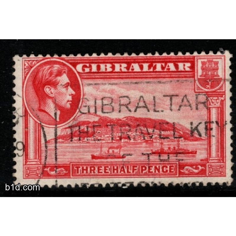 GIBRALTAR SG123a 1938 1½d CARMINE p13½ FINE USED