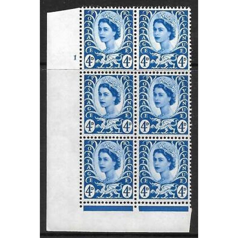 Sg XW6 4d Wales 2 x 9.5mm Cyl 1 No Dot perf F L(I E) UNMOUNTED MINT