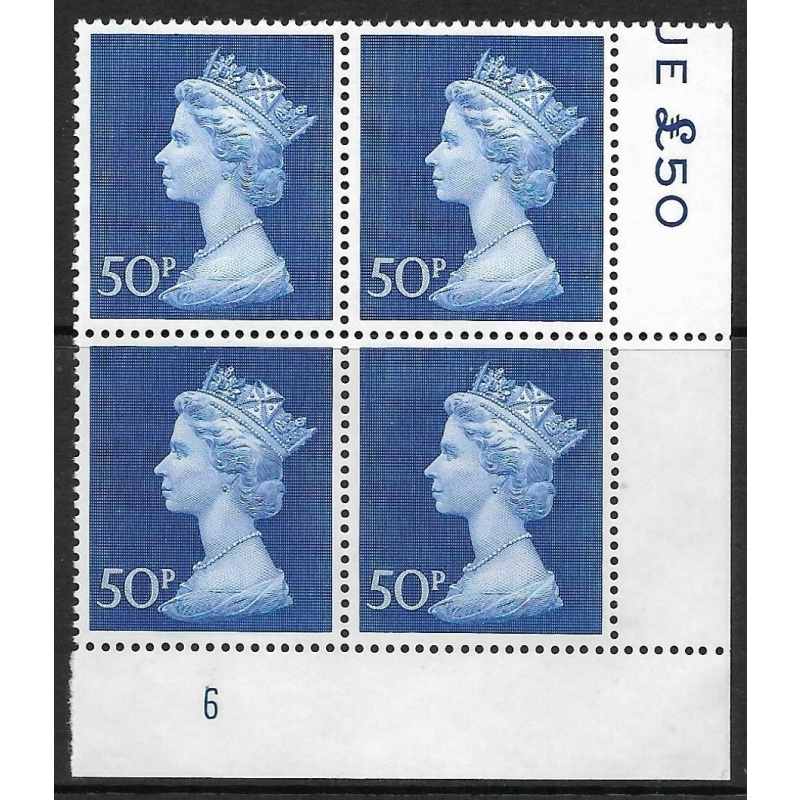 1970 50p Decimal Machin Cylinder 6 UNMOUNTED MINT