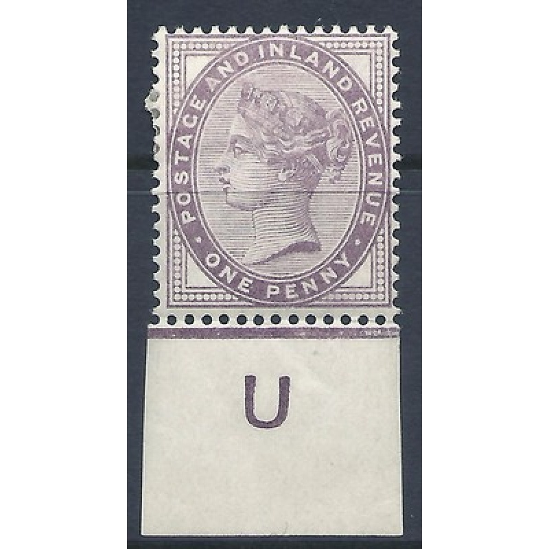1d lilac control U imperf single with jubilee line MOUNTED MINT