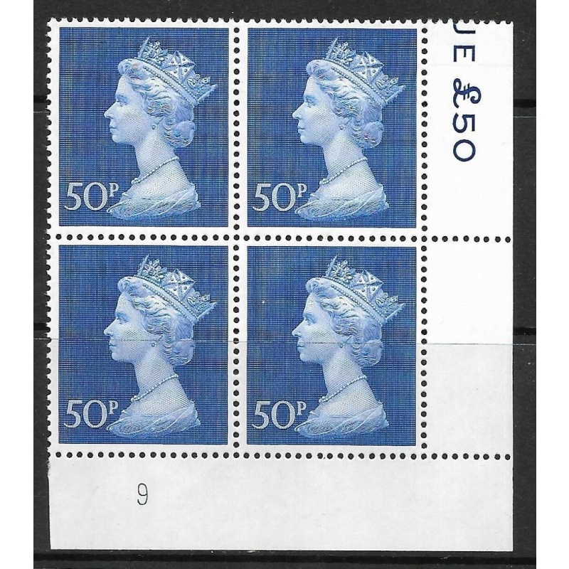 1970 50p Decimal Machin Cylinder 9 UNMOUNTED MINT