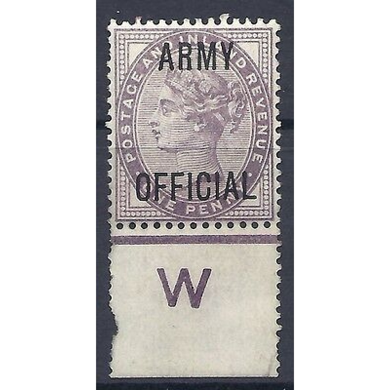sg043 1d Lilac ARMY OFFICIAL overprint on W perf Control MOUNTED MINT