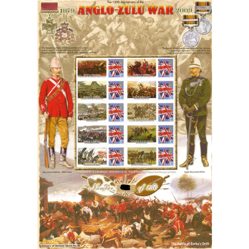 History of Britain 46 2009 Anglo Zulu War no. 231 sheet UNMOUNTED MINT