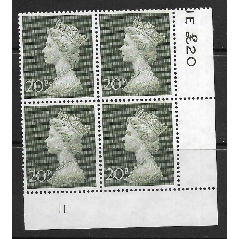 1970 20p Decimal Machin Cylinder 11 UNMOUNTED MINT