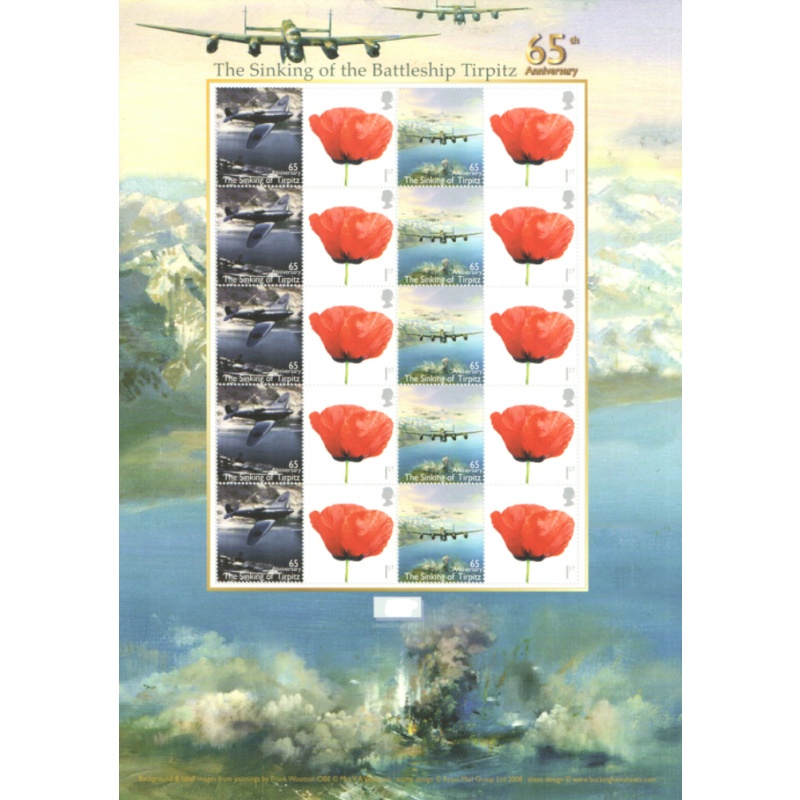 BC-258 2009 Sinking Battleship Tirpitz no. 248 Smiler Sheet  UNMOUNTED MINT