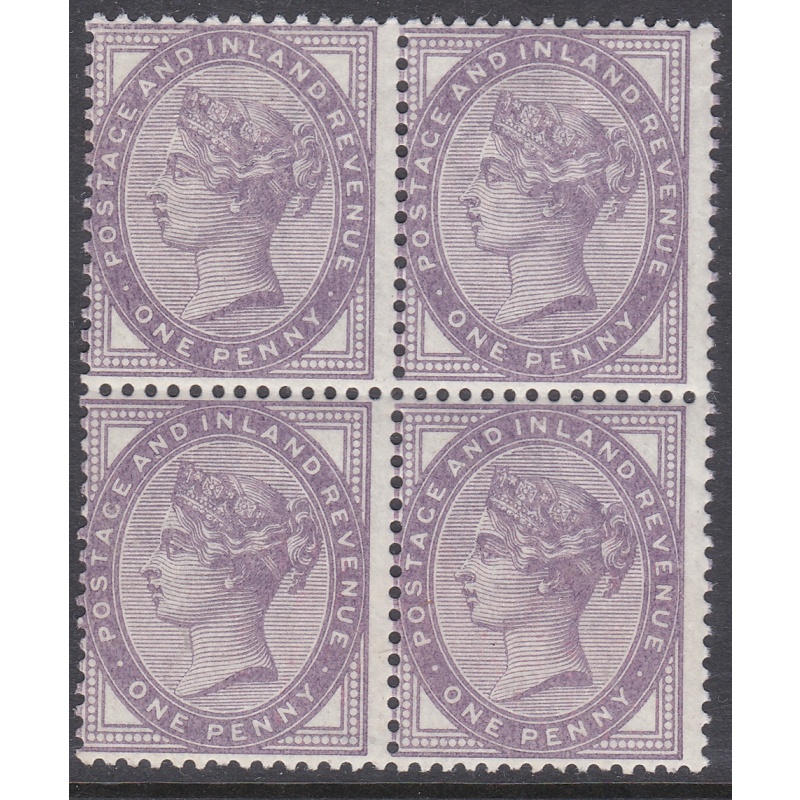 1881 GB Sg172a 1d Bluish Lilac Die 2 Block of 4 PTS cert SUPERB UNMOUNTED MINT
