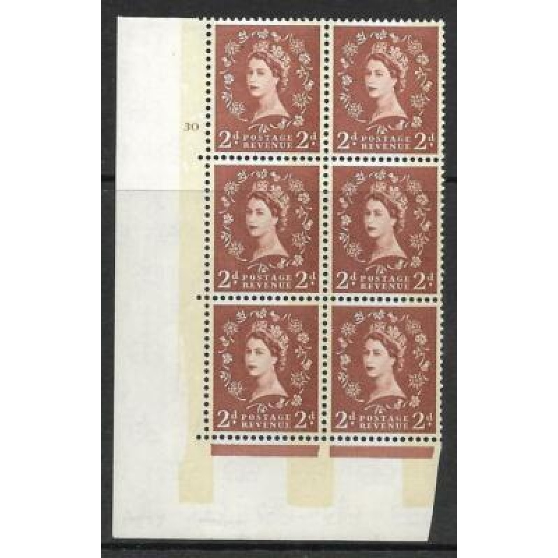 2d Blue Phosphor on Cream NB Left cylinder 30 No Dot perf A(E I) UNMOUNTED MINT