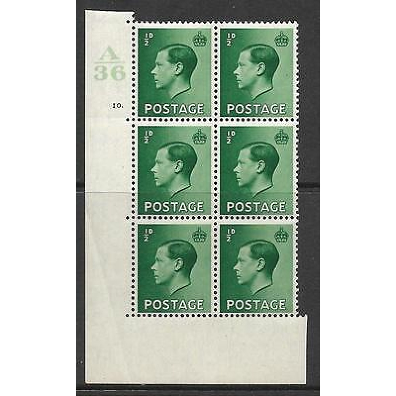 d Edward VIII A36 10 Dot with variety Lightly MOUNTED MINT in margin