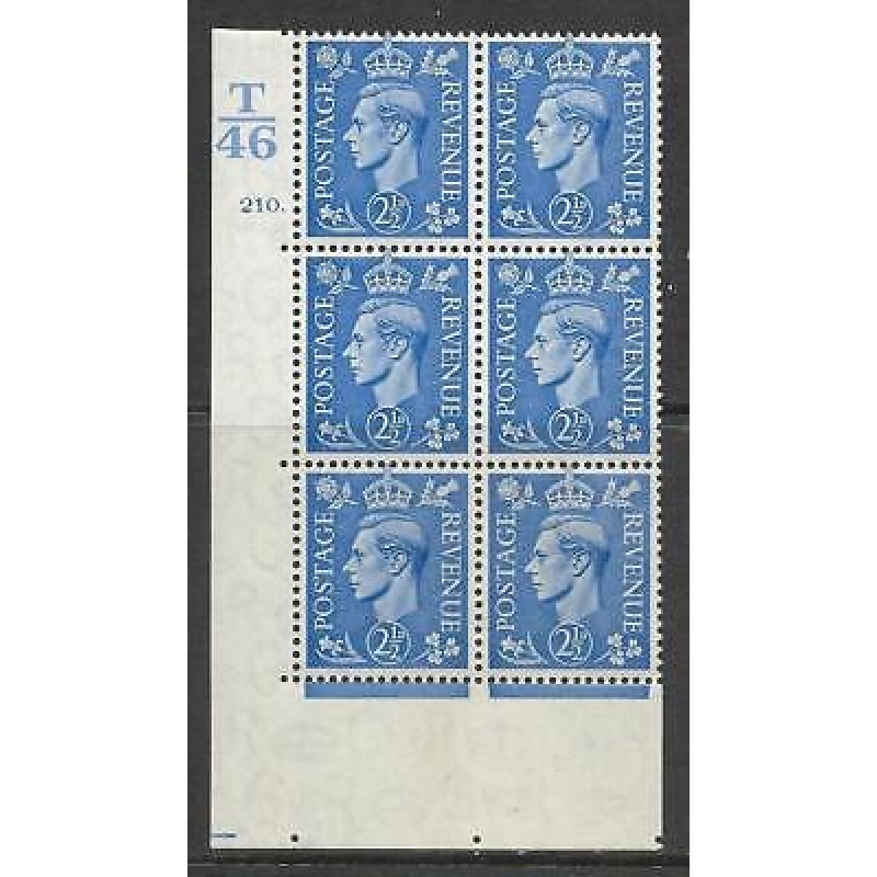 1937 2d Blue T46 210 Dot perf 5(E I) block 6 UNMOUNTED MINT MNH