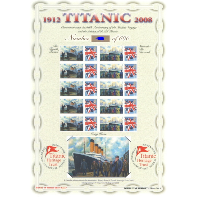BC-140 History of Britain 17 2008 Titanic no.321 sheet U/M