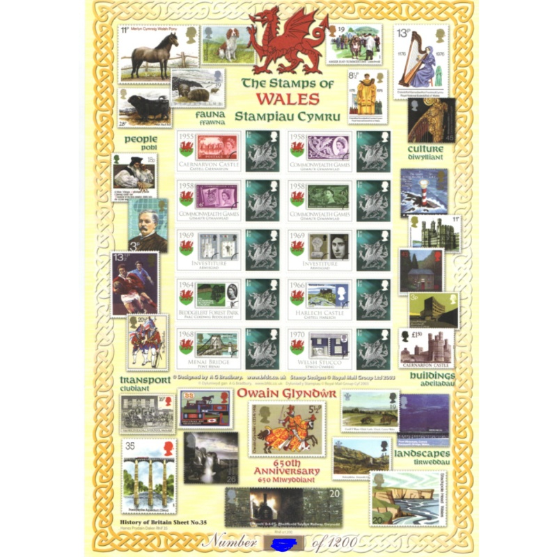 BC-197 History of Britain 35 2009 stamps of wales no.1153 sheet U/M