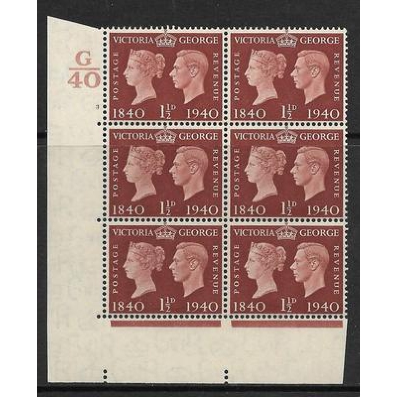 Sg 481 1d 1940 Centenary Cylinder G40 3 No Dot UNMOUNTED MINT MNH