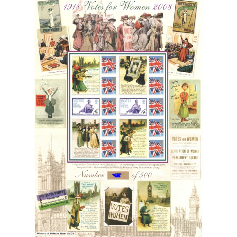 BC-168 History of Britain 23 2008 Votes for women no.135 sheet U/M