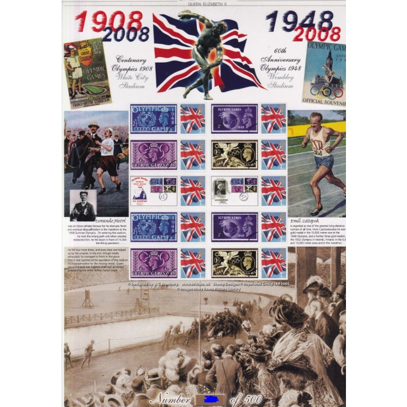 History of Britain 26 2008 Centenary of the olympics no. 239 sheet U/M