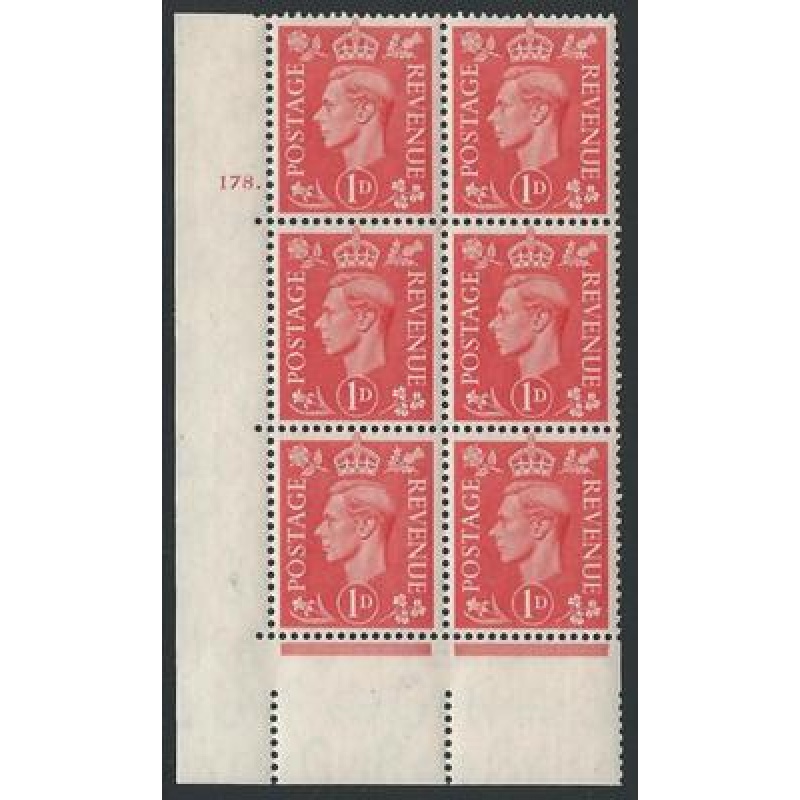 1d Pale scarlet 178 Dot cylinder block UNMOUNTED MINT