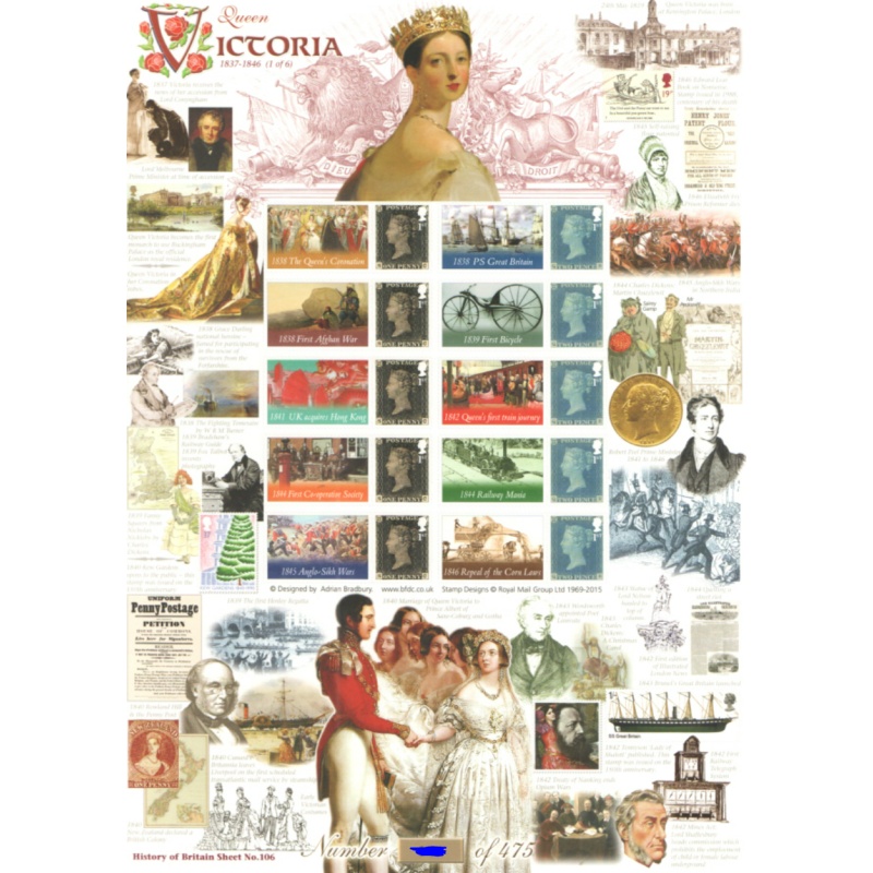 BC-455 2015 History of Britain 106 Queen Victoria no.50 sheet U/M