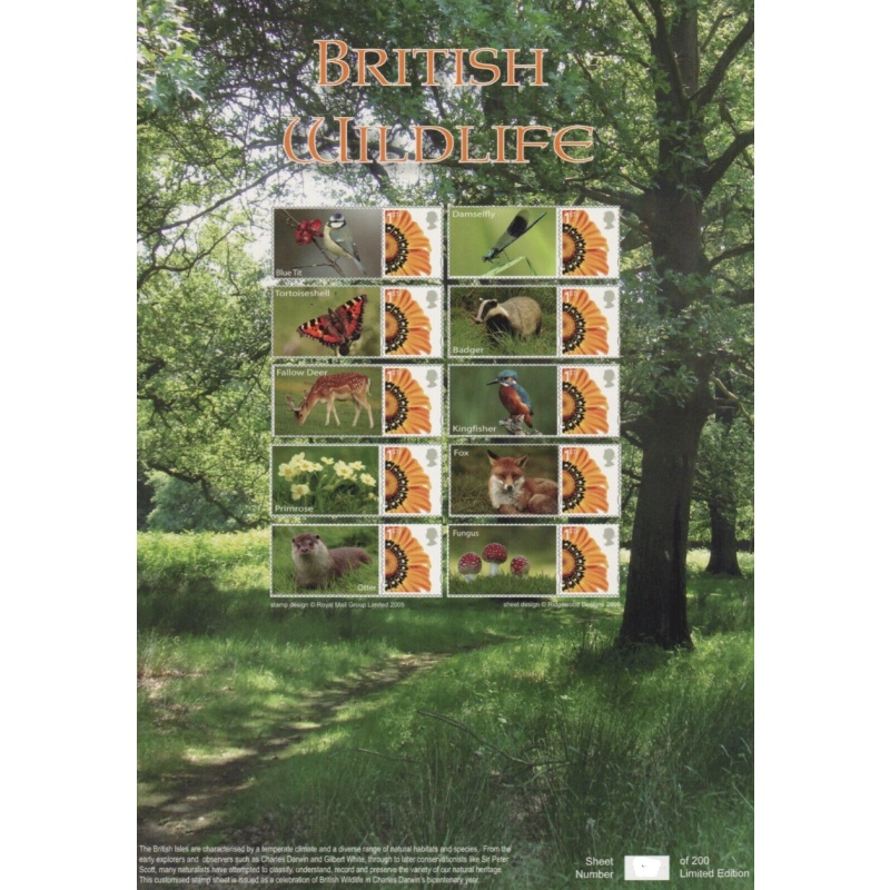 BC-219 GB 2009 British Wildlife No. 44 RARE SMILER SHEET UNMOUNTED MINT MNH