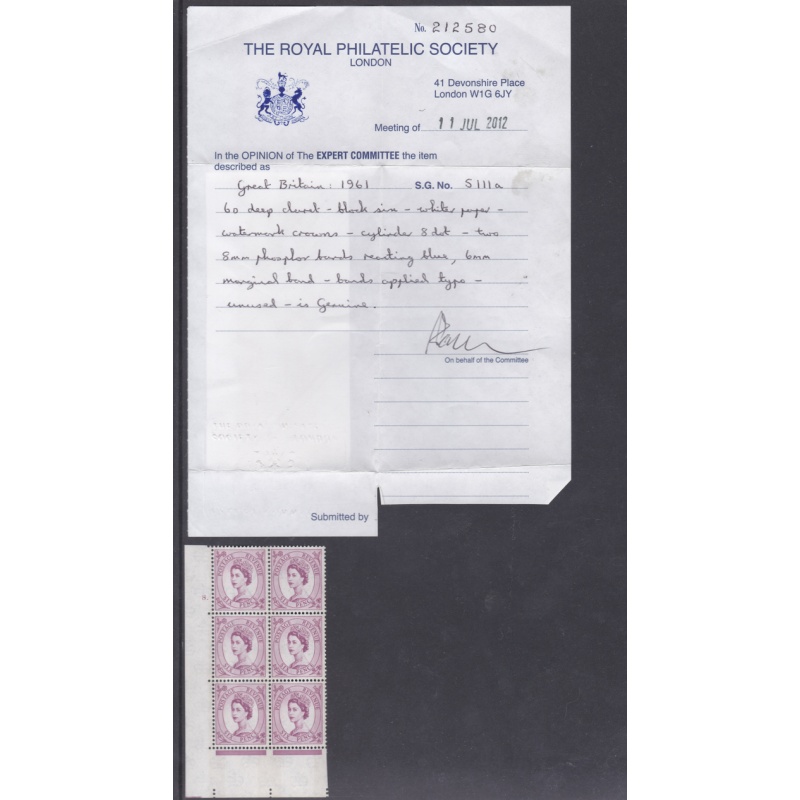 S111a 6d Wilding Blue White Typo Cyl 8 Dot With RPS Cert UNMOUNTED MINT