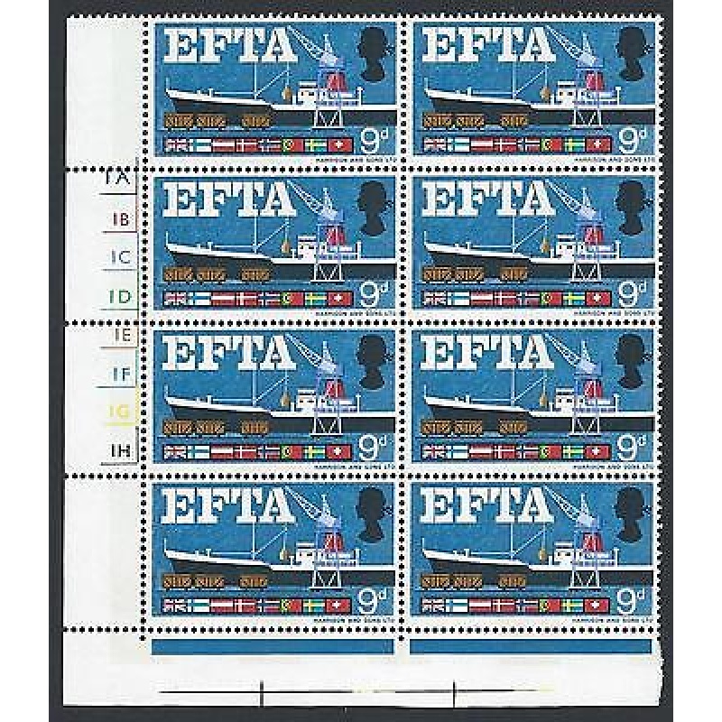 1967 EFTA 9d (Phos) Cylinder Block - MNH
