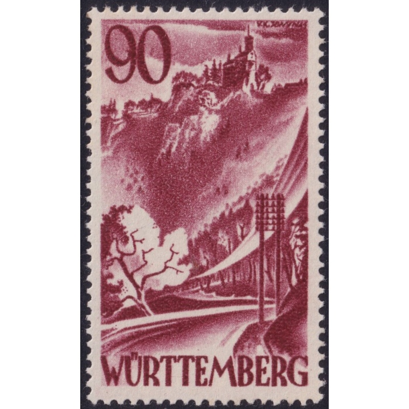 Germany (Wurttemburg) 1949 90pf Lichtenstein Castle MH