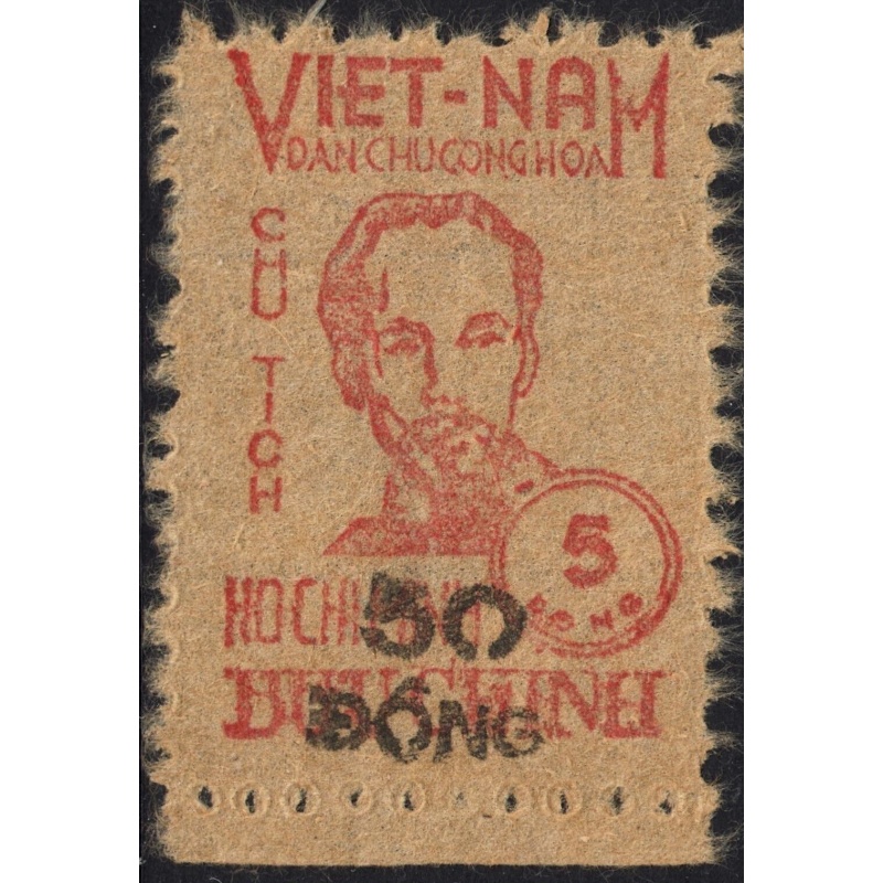 Vietnam (North) 1956 50d on 5d Red Ho Chi Minh Marginal MNG as Issued