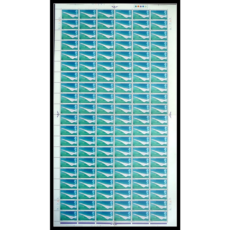 1969 Concorde 4d Complete Sheet No Dot With Listed Flaw UNMOUNTED MINT MNH