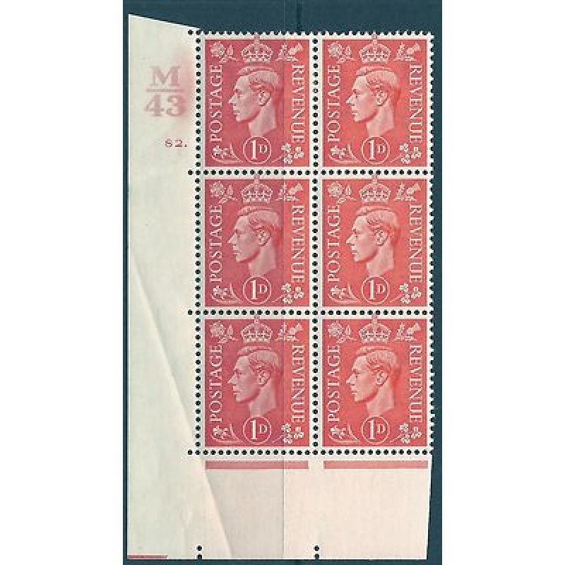 1d Pale scarlet M43 82 Dot cylinder block UNMOUNTED MINT