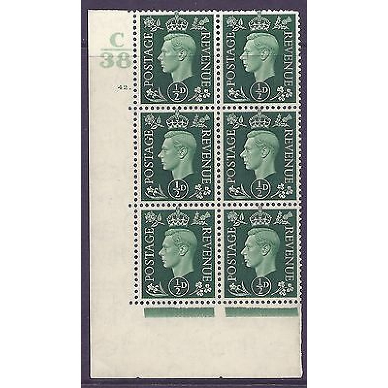 1937 d Green Dark colours C38 42 Dot Perf 5(E I) block 6 UNMOUNTED MINT MNH
